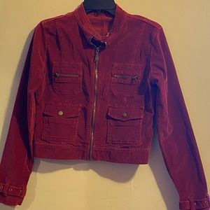 Warm red jacket for fall weather